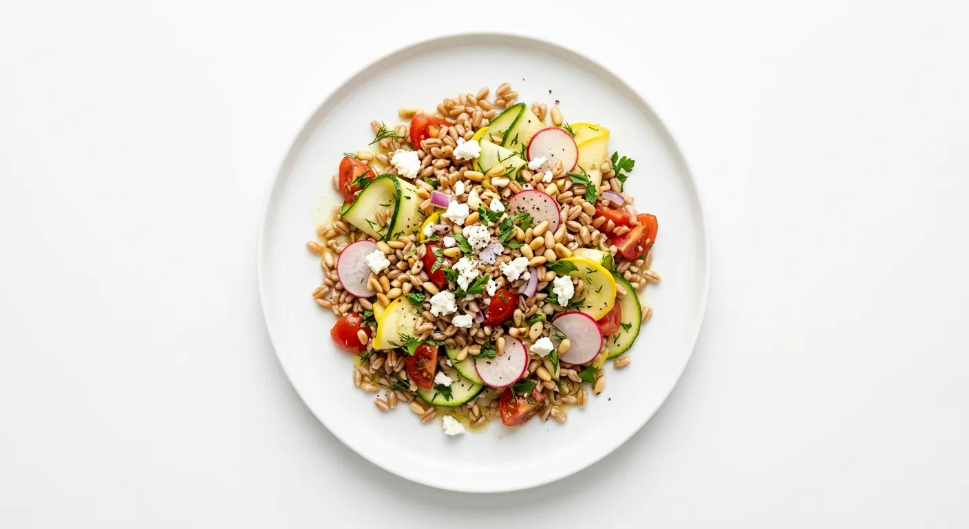 Zucchini and Tomato Farro Salad with Radish