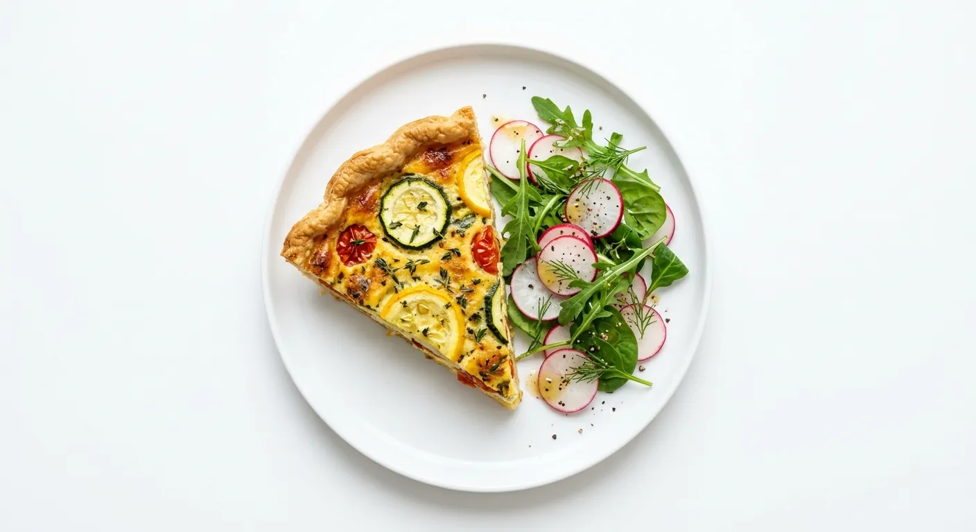 Zucchini and Tomato Quiche with Radish Salad