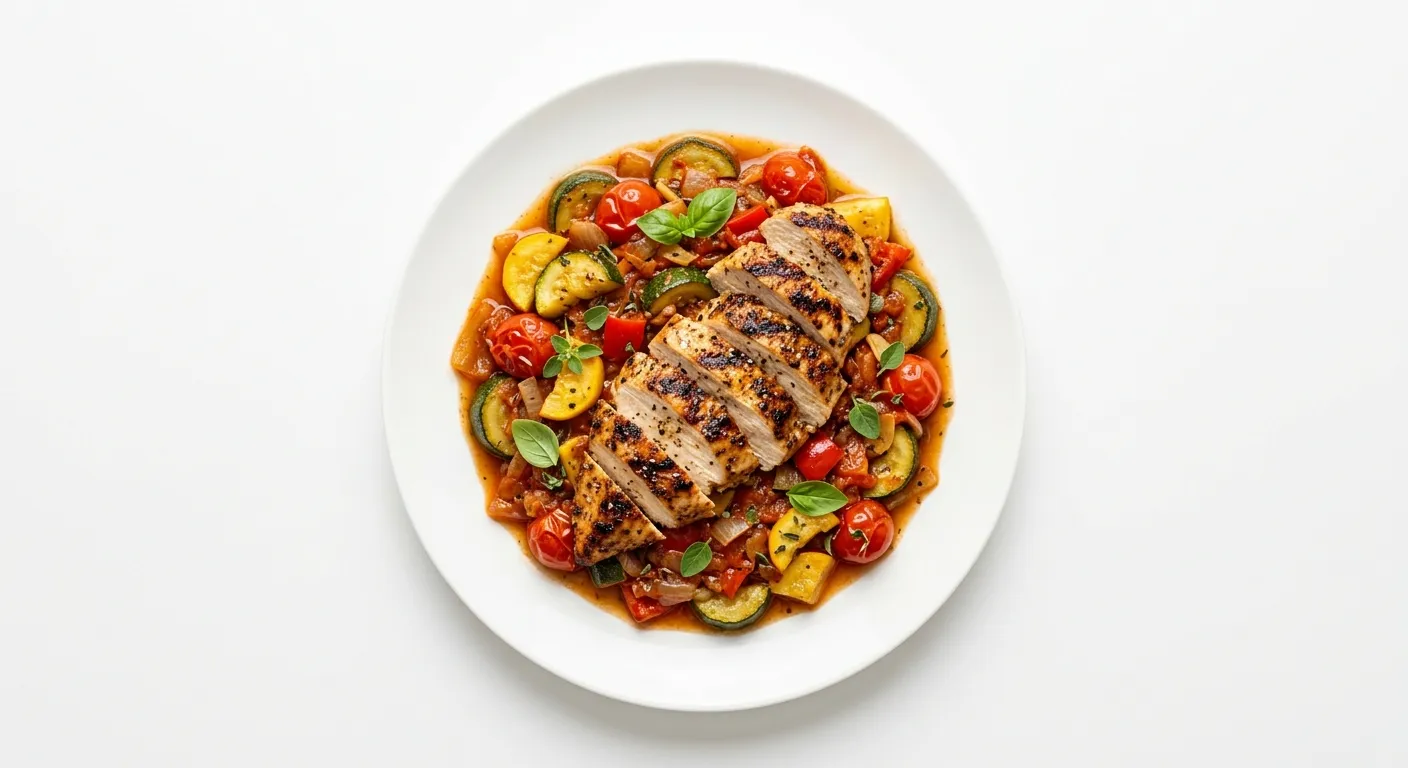 Zucchini and Tomato Ratatouille with Grilled Chicken